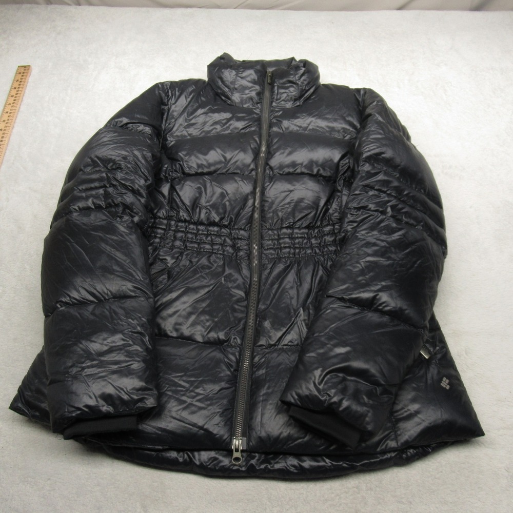 Columbia Down Jacket Women Medium Black OmniHeat Thermal Puffer Insulated Winter